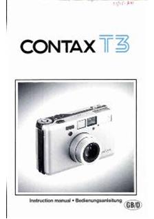 Contax T 3 manual. Camera Instructions.